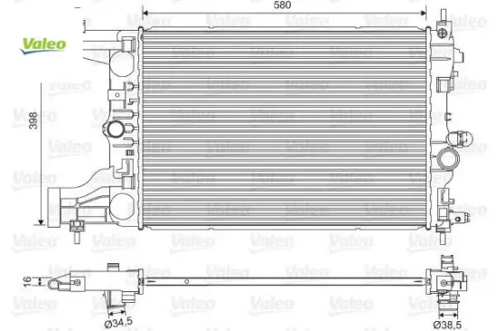 Radyatör otomatik astra j-zafıra tourer c-cruze 1.4-1.6 al/pl/brz 580x398x16 valeo 39074662/ 1300299/ 13267650/ 13281773 resmi