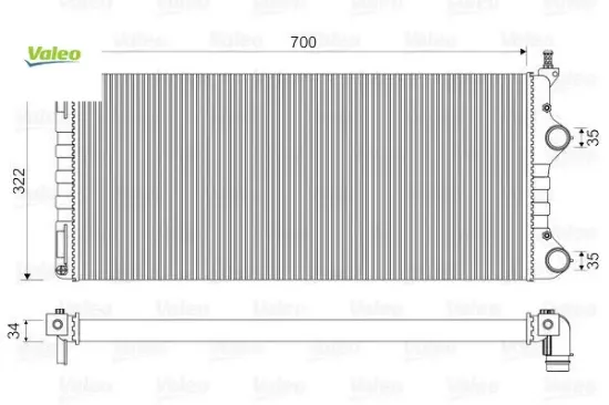 Radyatör doblo 1.9 jtd-1.3mtj mek ac klimasız 730x305.4x38 -46807378 valeo 55174187/ 51779233/ 51861635 resmi