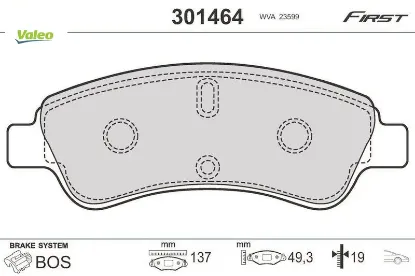 Ön fren balatası corsa f 19 crossland 17 c2 03 c3 09 aırcross 17 c4 04 c-elysee 12 xsara 96 berlıngo valeo 1647863780/ 4253.38/ 4252.59/ 4254.23 resmi