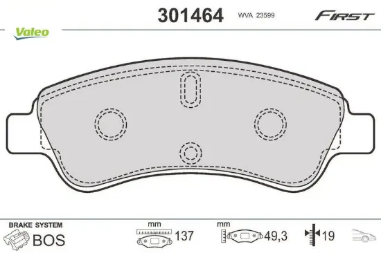 Ön fren balatası corsa f 19 crossland 17 c2 03 c3 09 aırcross 17 c4 04 c-elysee 12 xsara 96 berlıngo valeo 1647863780/ 4253.38/ 4252.59/ 4254.23 resmi