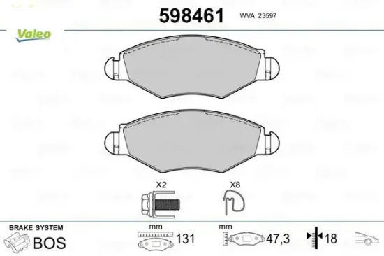 Ön fren balatası 206 1.4 1.6 09/98 306 1.4 1.6 5/93 fte kırmızı kutu valeo 4254.94/ 421.91/ 4253.20/ wva23205 resmi