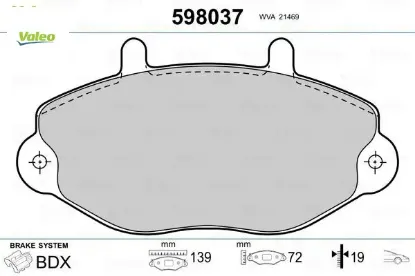 On fren balatası transıt t15 93 00 fte kırmızı kutu valeo 93vx2k021bb/ 1134159/ 6965580 resmi
