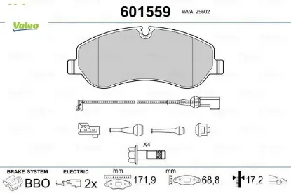 Ön balata transıt v363 14 -transıt custom 2.2 tdcı 12 kablolu fte kırmızı kutu valeo mebk2j2k021aa/ bk212k021aa / 1842632 resmi