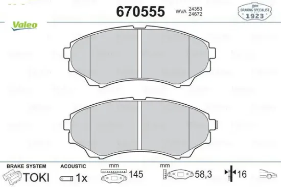 On fren balatası 4 4 b 2500 ranger 02 06 2.5td / 3.0td 06 12 valeo umy13328za/ 3m352001aa/ wva24353 resmi