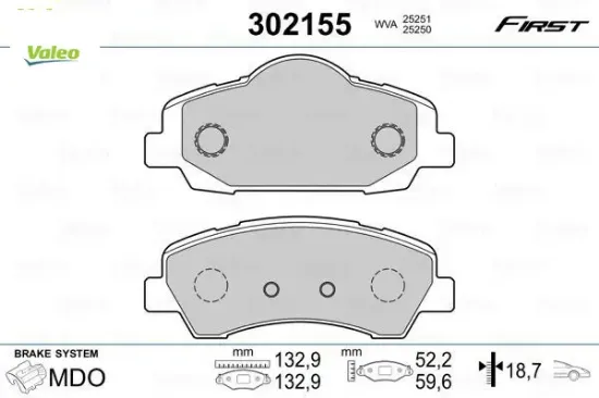 Ön fren balatası 301 12 308 13 c-elysee 12 c4 14 266mm valeo 1608691380/ 1610699280 resmi