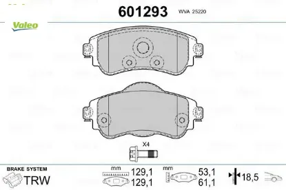 Ön fren balatası cıtroen c4 b7 1.4 vtı 09 c4 1.6 hdı 11/2009 ds4 1.6 hdı 1. 4.2011 fte kırmızı kutu valeo 4254.A9 resmi