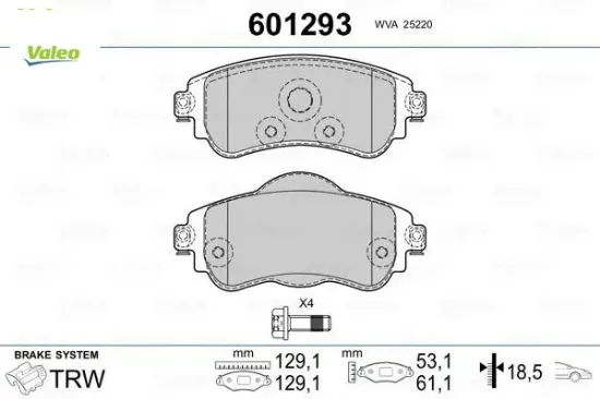 Ön fren balatası cıtroen c4 b7 1.4 vtı 09 c4 1.6 hdı 11/2009 ds4 1.6 hdı 1. 4.2011 fte kırmızı kutu valeo 4254.A9 resmi