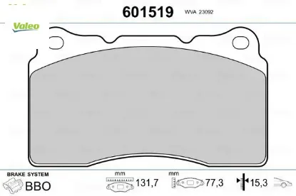 On fren balatası s60 2.5 v70 2.5 megane ııı rs valeo 30645135/ 30683412/ 30748513/ 30748 resmi