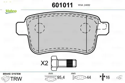 Fren balatası arka cıtan w415 12 . Kangoo ıı 09 fte valeo a4154210410/ 440604876r resmi