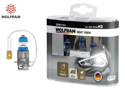 Ampul 12v h3 55 pk22s nıght vısıon 150 fazla 20 beyaz ışık wolfram  resmi
