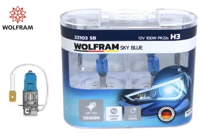 Ampul 12v h3 100 pk22s sky blue beyaz ışık wolfram  resmi