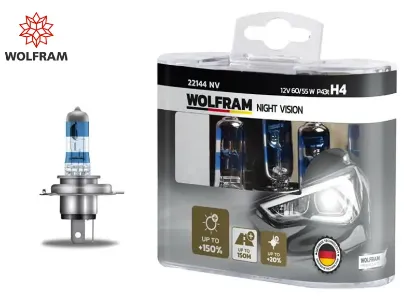 Ampul 12v h4 60/55 p43t nıght vısıon 150 fazla 20 beyaz ışık wolfram  resmi