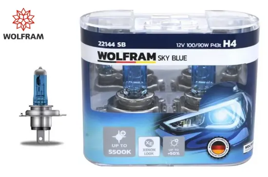 Ampul 12v h4 100/90 p43t sky blue beyaz ışık wolfram  resmi