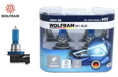 Ampul 12v h11 55 pgj19-2 sky blue beyaz ışık wolfram 7701049263/ 6216.A3 resmi