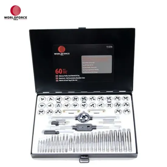 Kılavuz pafta seti metrik-inç 60 parça garaj ekipmanları hırdavat worldforce  resmi