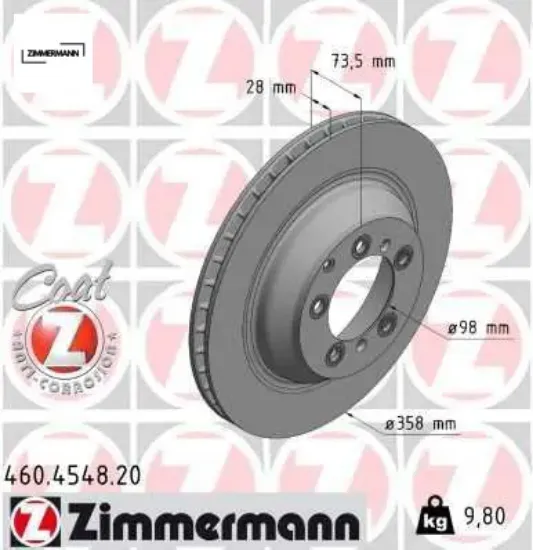 Fren disk arka taycan 2019 358 mm - 28 mm zımmermann 9y0615601b resmi