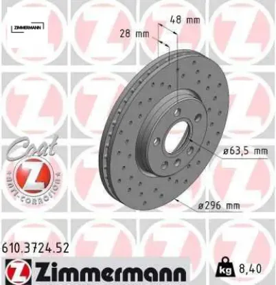 Arka fren disk s60 2019 s90 2016 2019 v60 2018 v90 2016 cap296x5 delikli adet zımmermann 31423722 resmi