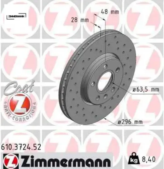 Arka fren disk s60 2019 s90 2016 2019 v60 2018 v90 2016 cap296x5 delikli adet zımmermann 31423722 resmi