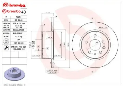 Fren dıskı arka w115 c123 s123 w116 w126 w123 brembo a1264230012 resmi