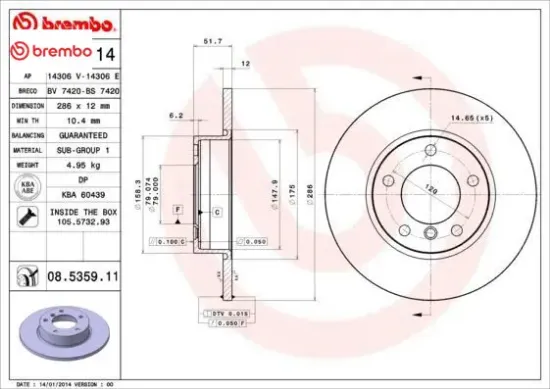 Fren dıskı on e36 91 98 z3 95 03 brembo 34116757751 resmi