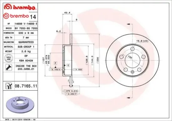 Fren dıskı arka golf 98-06 polo 02- a1 19- ıbıza 02- -232 90 5 100 brembo 1j0615601n resmi