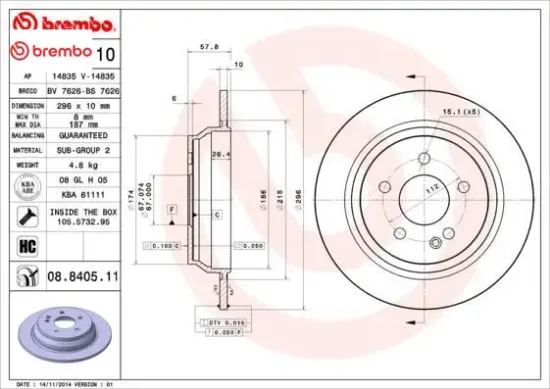 Fren dıskı arka vıto w639 03 brembo a6394230112 resmi
