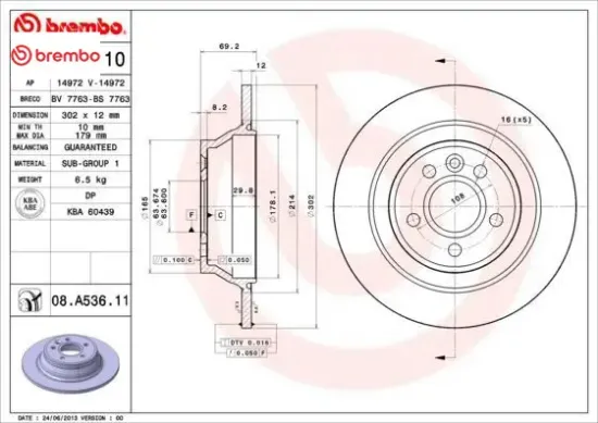 Arka fren dısk aynası v70 ııı 07 d4 13 s80 ıı 2.0 3.2 /2.0tdı 08 xc70 06 brembo 30769058/ 31471832 resmi
