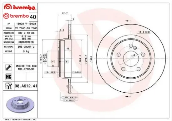 Fren dıskı arka w204 s204 c204 c207 a207 brembo a2044231512 resmi