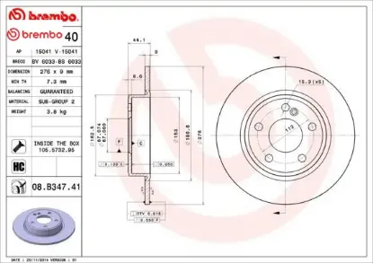 Fren dıskı arka w176 w246 c117 brembo a2464230012 resmi