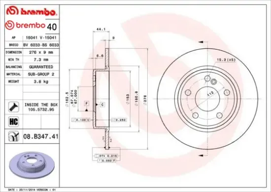 Fren dıskı arka w176 w246 c117 brembo a2464230012 resmi