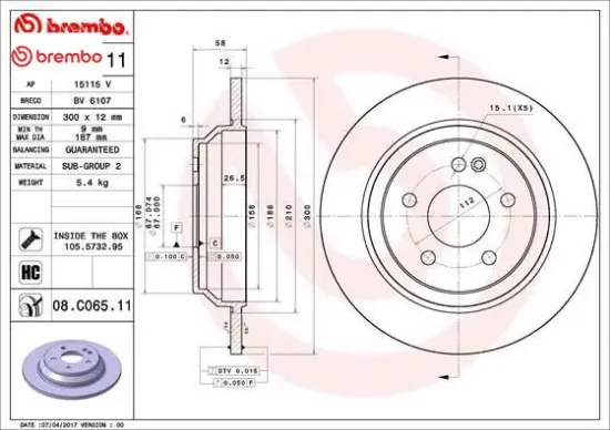 Fren dıskı arka vıto w447 14 brembo a4474230412 resmi