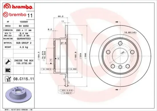 Fren dıskı arka f20 f21 f22 f23 brembo 34216792225 resmi