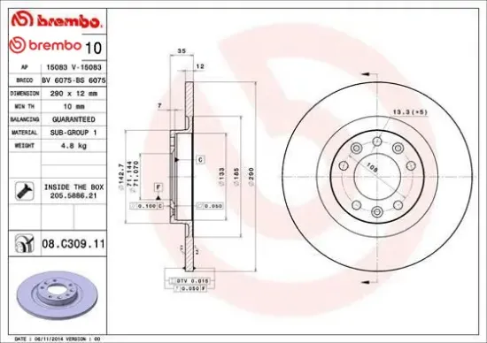 Arka fren aynası astra l 21 grandland 17 vıvaro c 19 zafıra lıfe 19 jumpy ııı 16 c4 18 c5h 21 c5 aır brembo 1609583080/ 1642776480/ 3637360 resmi