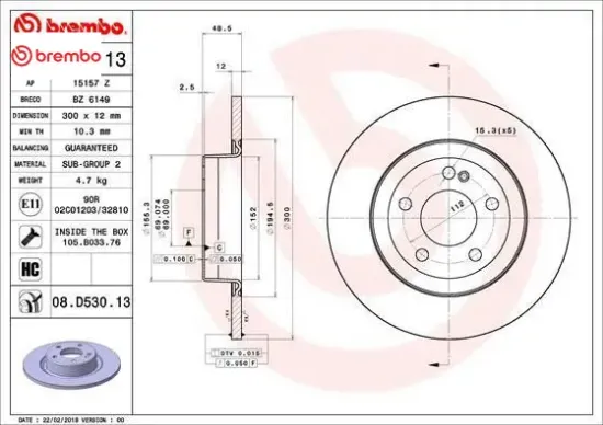 Fren dıskı arka c-class w205 s205 c205 a205 brembo a0004230512 resmi