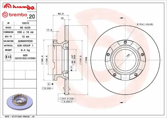 Arka fren dısk aynası transıt custom v362 12 abs lı o.ceker cap 308 16 brembo bk212a097ea/ 2012584/ 2040064 resmi