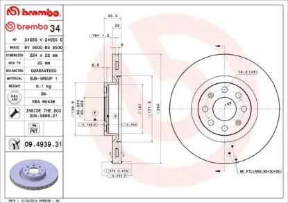Ön fren aynası corsa d 07 corsa e 14 adam 13 punto evo-grande punto 05 284x22x6dlxhavalı 15 inç 5570 brembo 93188918/ 5569025/ 55700923/ 55700922 resmi