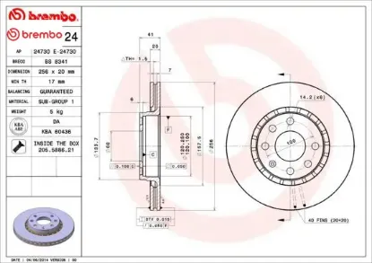 Ön fren aynası astra f-vectra a-corsa b-ascona c-aveo-kalos 03 13 256x20x4dlxhavalı 569010-93182285 brembo 90511128/ 569055/ 569046/ 90421727 resmi