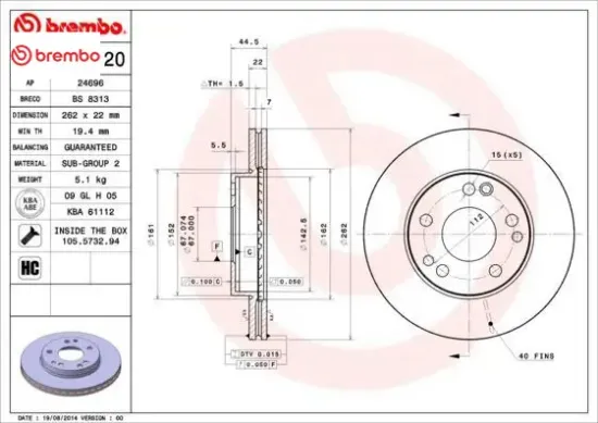 Fren dıskı on 190 w201 86 93 brembo a2014211512 resmi