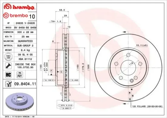 Fren dıskı on vıto w639 w447 brembo a6394210012 resmi