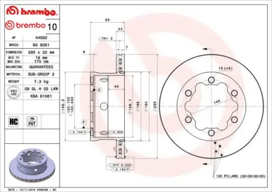 Fren dıskı arka sprınter b901 b904 . Lt 28-35-46 cıft teker brembo a9044230312/ 2d0615601b resmi