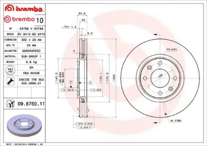 Ön fren aynası corsa f-crosland x-mokka e-partner-berlıngo-307-207-208-2008-1007-308-c3-c3 aırcross- brembo 3557911/ 4249.J6/ 4246.W8/ 4246.W2 resmi