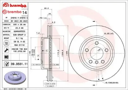 Fren dıskı on x3 e83 04 10 brembo 34113400151 resmi
