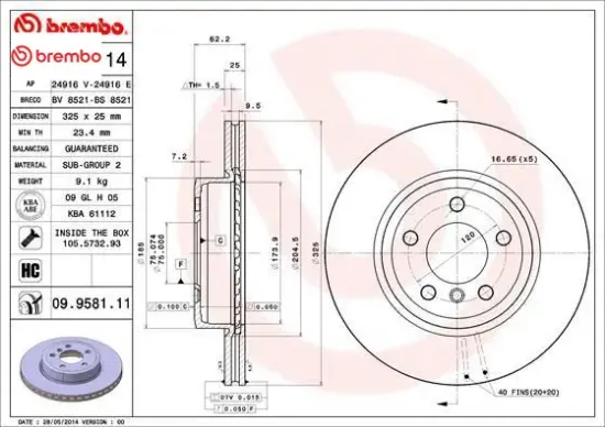 Fren dıskı on x3 e83 04 10 brembo 34113400151 resmi