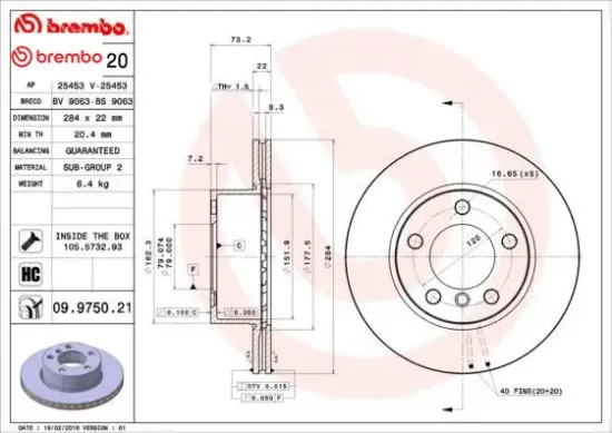 Fren dıskı on f20 e87 f22 f23 brembo 34116792215 resmi