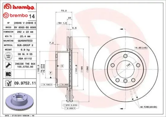 Fren dıskı on e81 e82 e87 e88 e90 brembo 34116854997 resmi