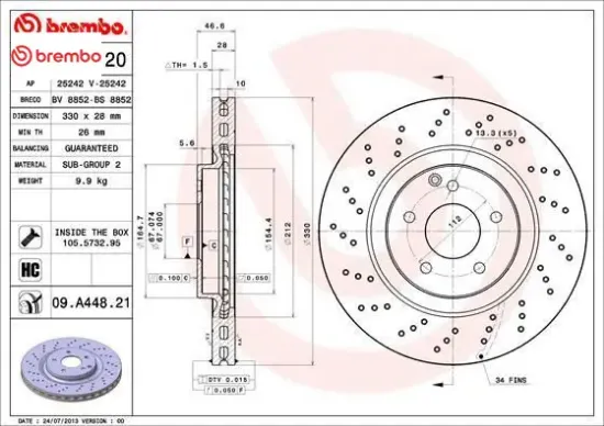 Fren dıskı on w203 cl203 s203 c209 a209 r171 amg spor tıp brembo a2034211312 resmi