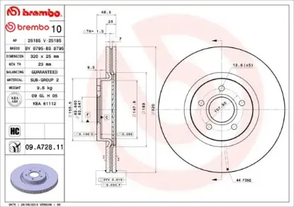 Ön fren aynası s40 2004-2012 c70 ıı 2006-2013 v40 2012 v50 2004-2012 320 x5-dl brembo 31262720/ 31302573/ 31329122 resmi