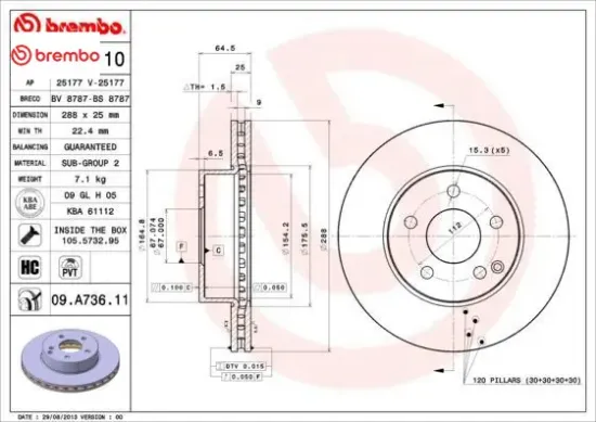Fren dıskı on c-class w204 s204 c204 brembo a0004211912 resmi