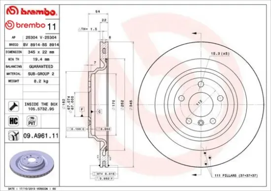 Fren dıskı arka 4-matic w166 x166 c292 brembo a1664230212 resmi