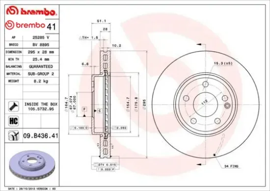 Fren dıskı on w176 w246 c117 x117 x156 brembo a2464212412 resmi